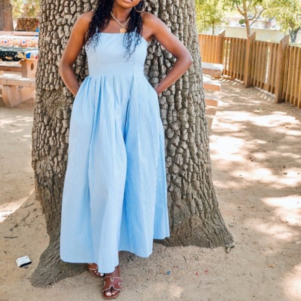 A New Day Belted Midi Bandeau Dress NWT Striped - Picture 5 of 12